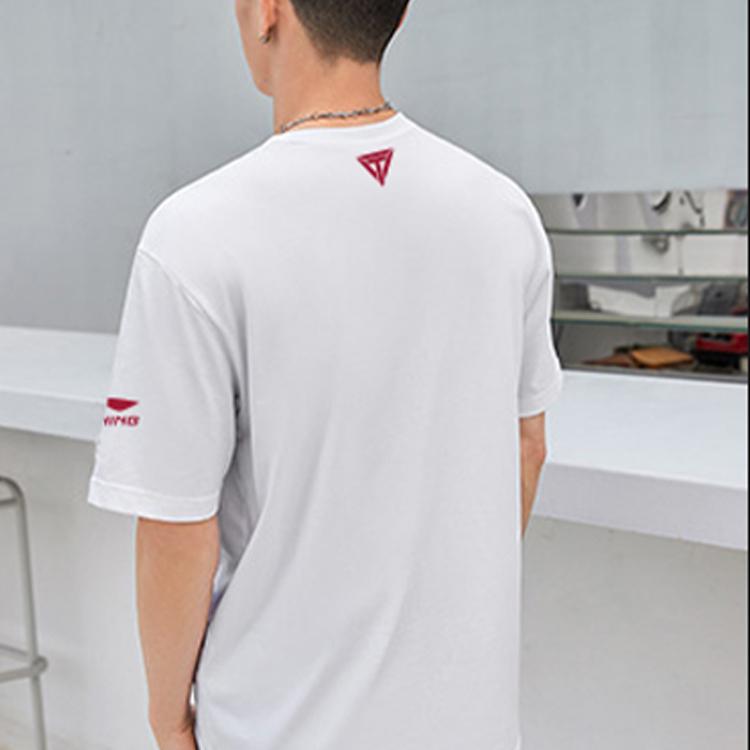 Li Ning Chinese Character Print Round Neck Pullover Short Sleeve T-Shirt Unisex T-Shirt White AHSS511-1