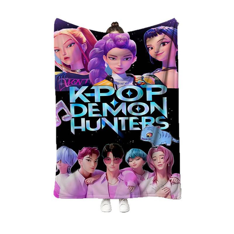 K-POP Demon Hunter Team Flannel Blanket – Custom Pattern Air Conditioning & Leg Cover Blanket