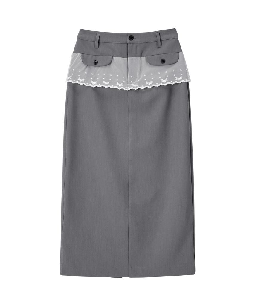 Biteoseljeu Ada Lace Long Skirt - Grey