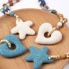 Colorful Volcanic Rock Necklace Adjustable Starfish Clavicle Chain  Summer Wear