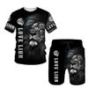 European and American manufacturers supply, lion 3D digital printing casual suit T-shirt + shorts, available