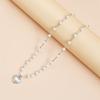 Stylish Heart Pearls Pendant Necklace Adjustable Chain Sweet Cool Fashionable Versatile Neckchain Jewelry Accessory
