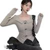 Korean Chic Long-Sleeved Knit Top for Women - Slimming Cropped Autumn/Winter Style