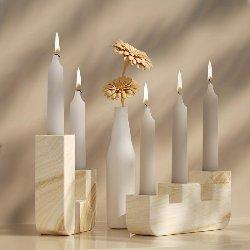 Candle Holder Silicone Mold Stepped Shape Crystal Epoxy Resin Mould DIY Cement Gypsum Arch Candle Holder Mould Home Decoration