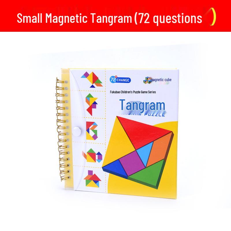 Mini Magnetic Tangram Cube with 72 Educational Challenges for Kids