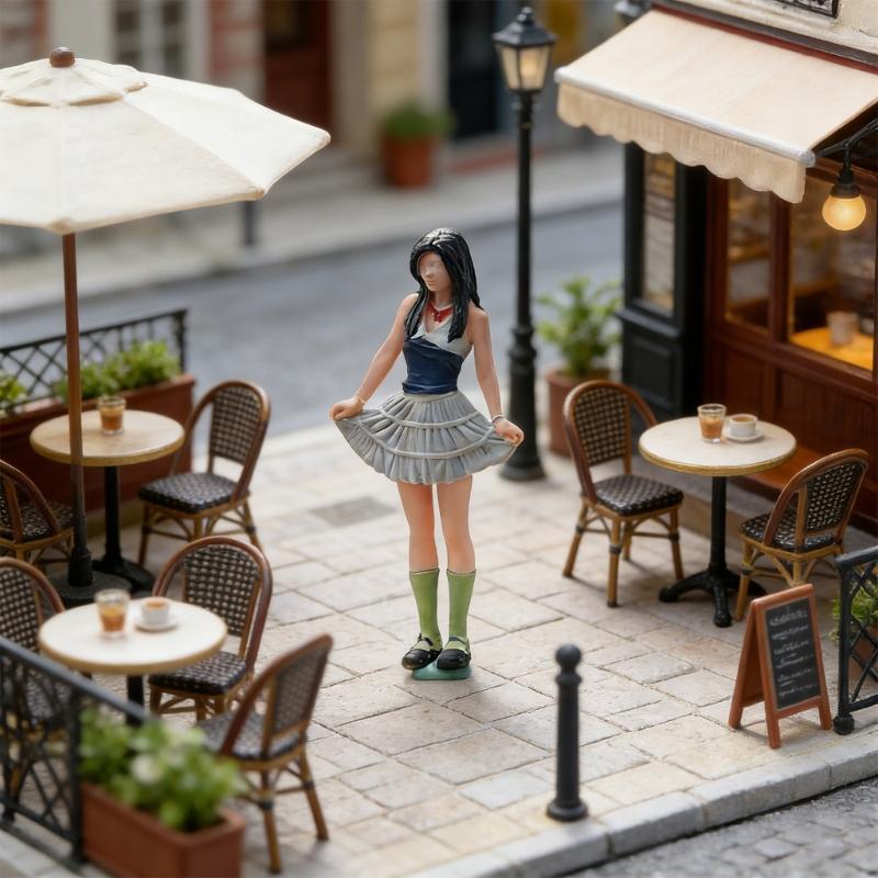 Cute Resin Miniature Girl Model In Bright Dress Perfect For Small Home Additions