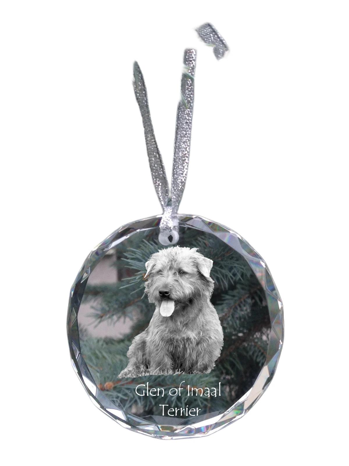 

Glen of Imaal Terrier - crystal bauble with a photo, dog photo in crystal, personalized Christmas tree ornament by Art-Dog brand прозорий
