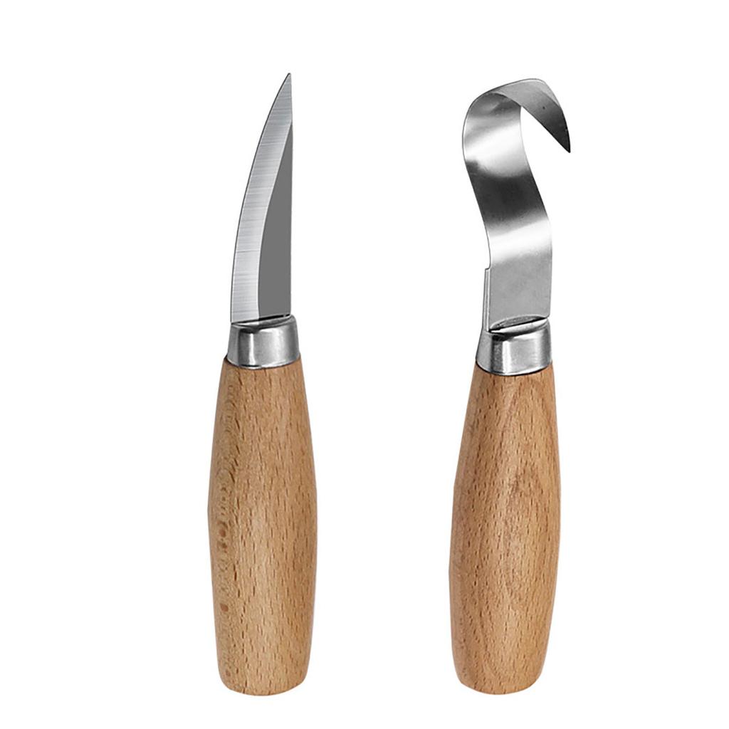 2pcs Wood Carving Kit Hand Carving Knife Set with Needle File Wood Spoon Carving Kit for Beginners Whittling Multipropose Tools