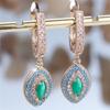 Charm Female Big Green Zircon Stone Hoop Earrings Vintage Gold Color Simple Wedding Jewelry For Women