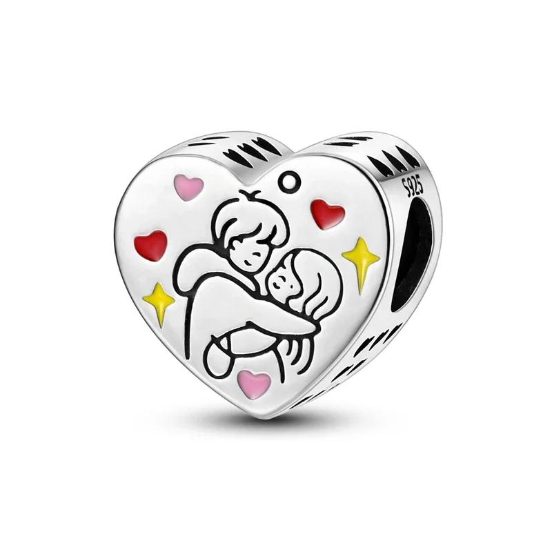 copper Heart Shaped Warm Family Love Mother Pendant Baby Feet Pacifier Charm Bead Charms Bead Charms Compatible With Bracelets Jewellery Gift