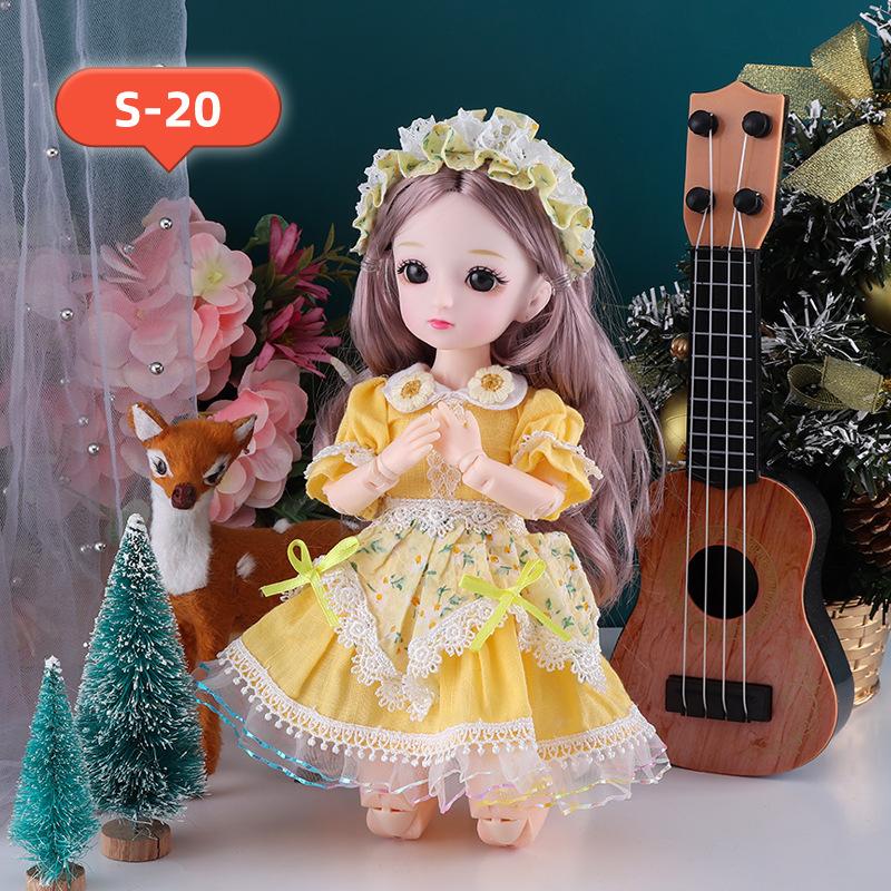 30CM Mini Movable 23Jointed Doll Girls Toy 3D Big Eyes BJD Princess Full Outfits Dresses Collection Childrens Doll Gift