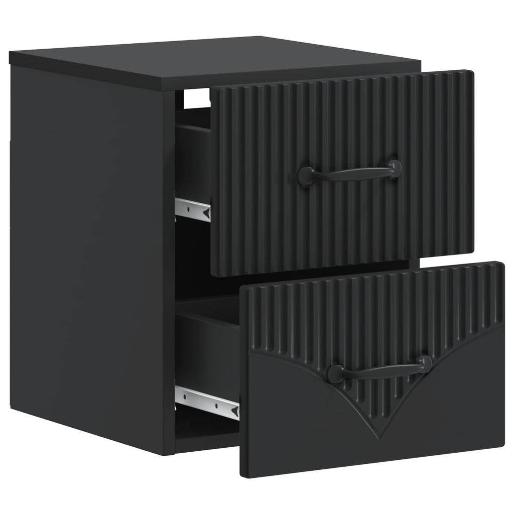 Wall Mounted Nightstand Black 34.5 X 33 X 40 Cm