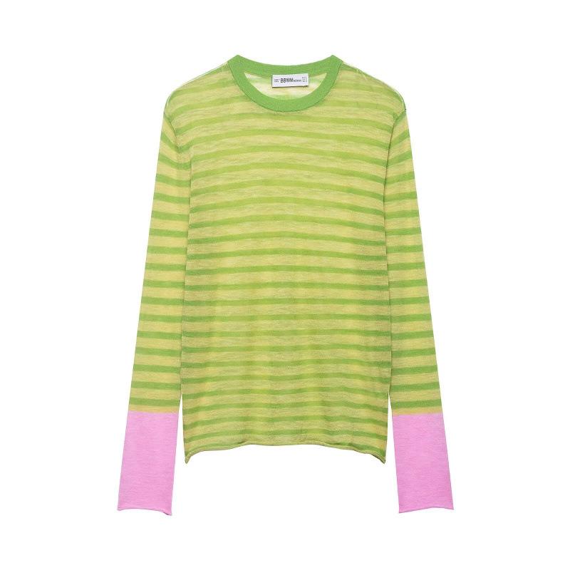 

2026 Spring Fashion: European & American Style Striped Knitwear Large зелений
