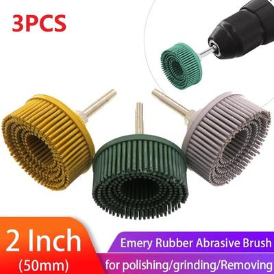 2inch Polishing Wheels 50/80/120Grit Radial Bristle Disc Rubber Abrasive Brush