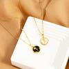 Round Brand Flower Zircon Pendant for Women's Fashion Stainless Steel Golden Charm Low Allergy Jewelry Gift Party Necklace