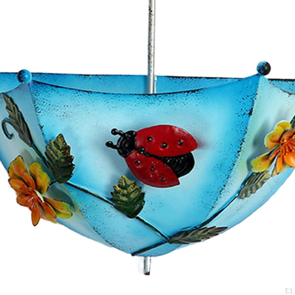 Hanging Bird Feeder Umbrella Shaped Food Container Metal for Balcony