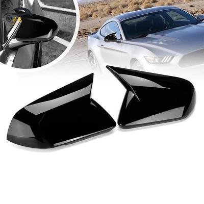 Bright Black Rearview Mirror Cover for 2015-2022 Ford Mustang