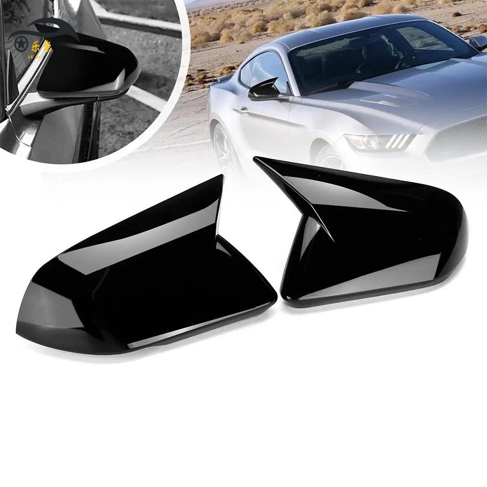 Bright Black Rearview Mirror Cover for 2015-2022 Ford Mustang Gloss Black