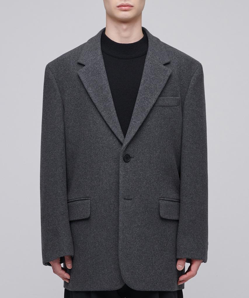 Musinsa Standard Wool Blend Melton Daddy Shoulder Oversized Blazer [Medium Grey]