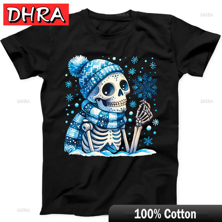 

Skeleton Snowflakes Winter Christmas Skull Funny Gift Black Tee T Shirt Retro Stylish Tees Tshirts for Summer TShirt Unisex Slogan 3XL