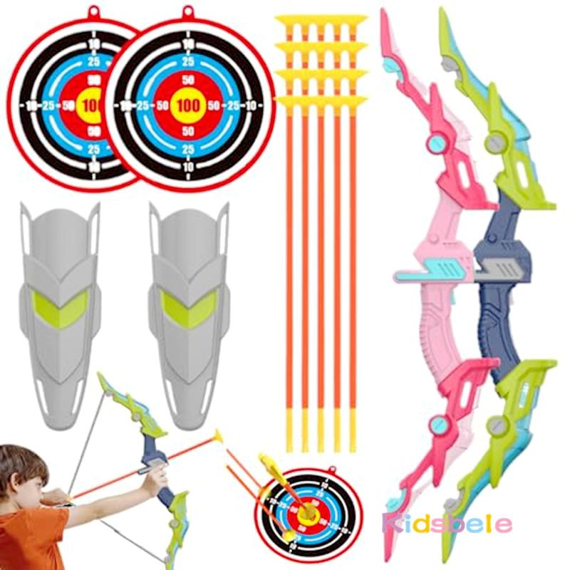 Bow and Arrow Toys with LED Light Up Archery Set for Children Outdoor Indoor Shooting Games Toys Included 10 Suction Cup Arrows