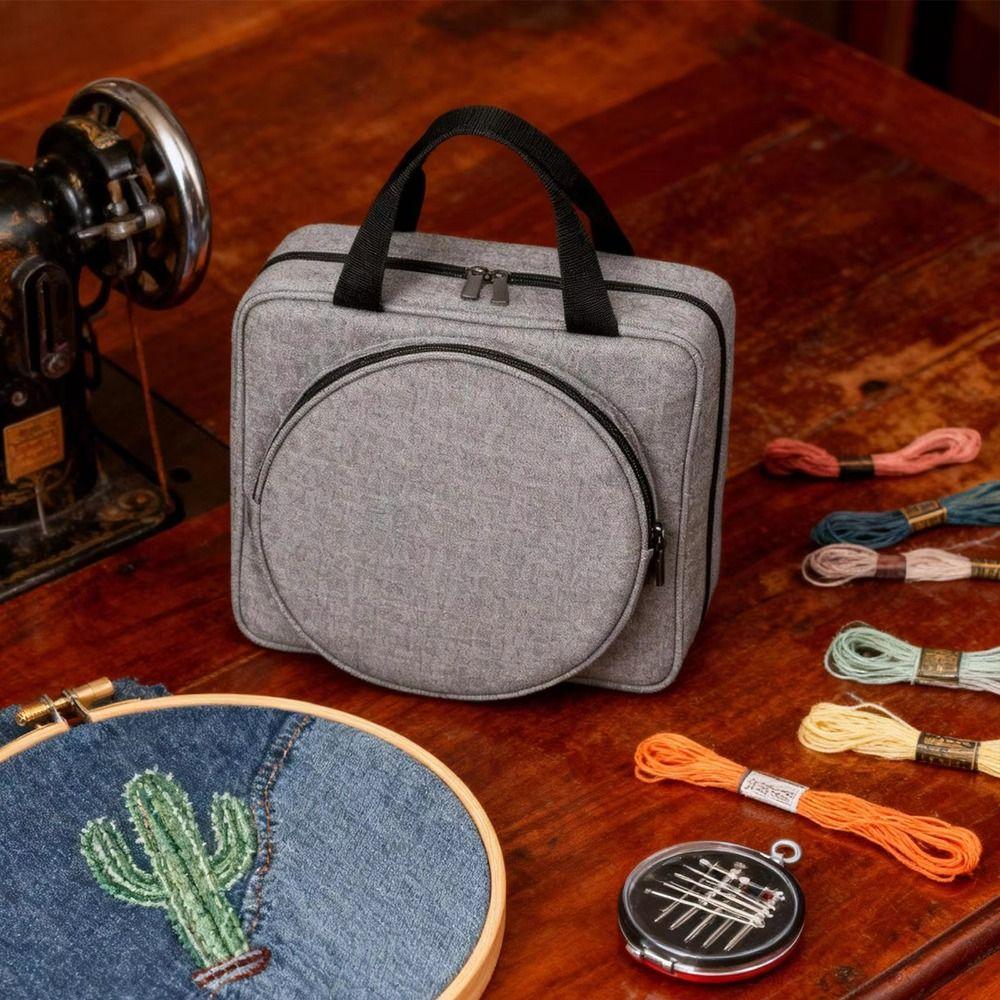 Portable Crochet Storage Bag Padded Interior Embroidery Project Bag  Floss Threads Organizer