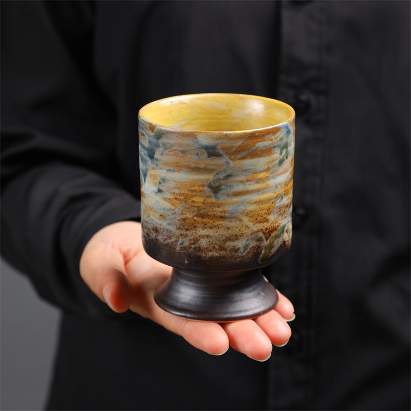 Retro Ceramic Cup Graffiti Kiln Coarse Pottery Coffee Cup Breakfast Cup Creative Afternoon Tea Vintage Cup