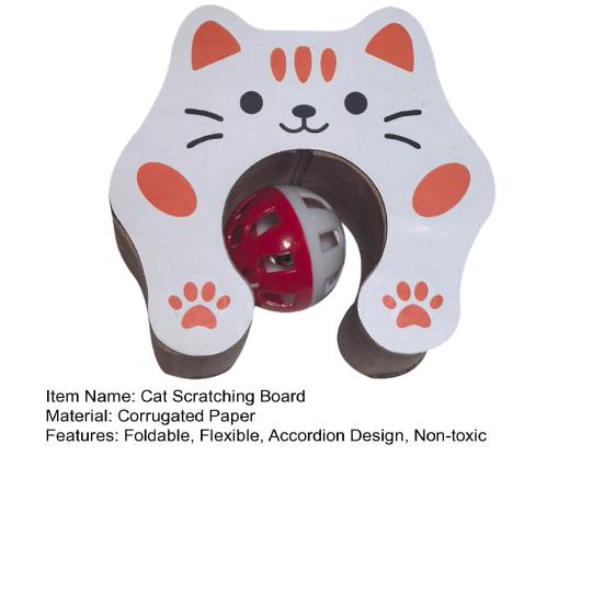 Flexible Accordion Cat Toy Changeable Cat Scratching Board with Bell Ball Portable