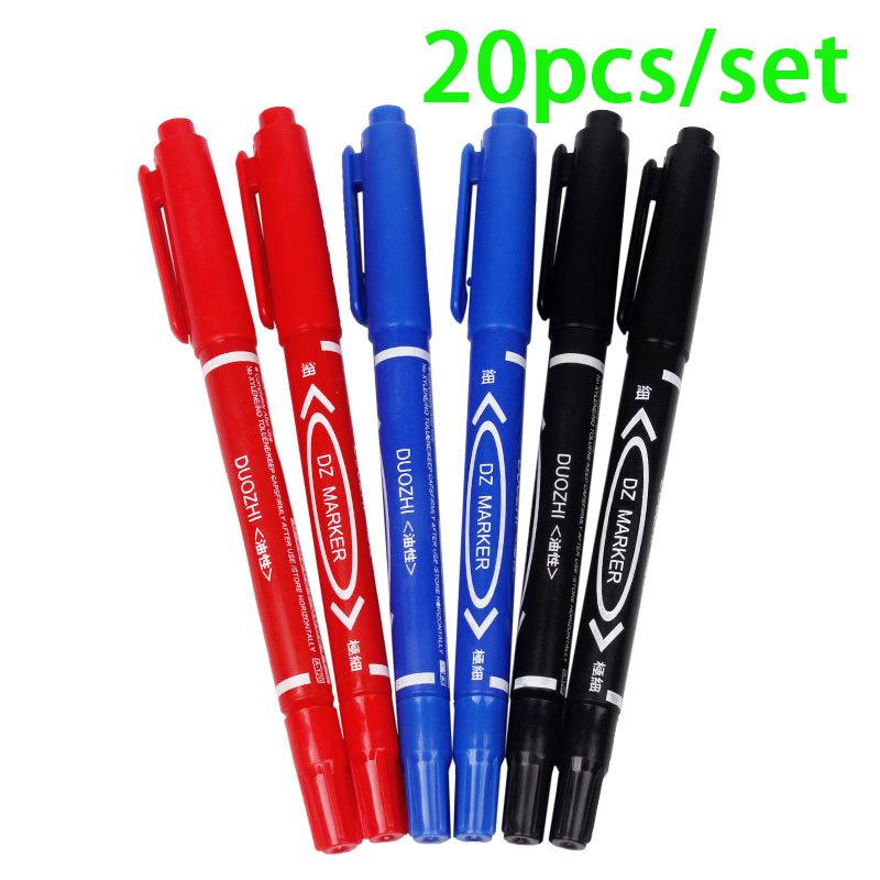 20PCS Two-headed Hook Pen 120 Water-based Marker Neutral Drawing Tool Student Fashion Stationery
