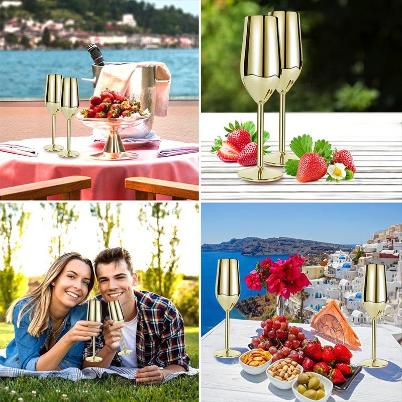 Elegant Gold Silver Stainless Steel Champagne Glasses Cocktail Glass Goblet Best Gift For Wedding Party Birthday Party Christmas