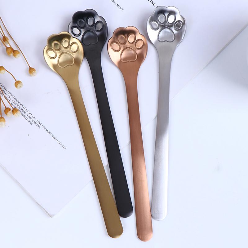 1Pc Stainless Steel Coffee Dessert Spoon Cat Paw Claw Spoon Stirring Spoon