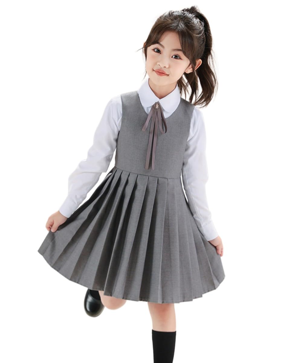 

Формальное многослойное платье-сарафан Beveaya для поступления, поступления в школу, плиссированное, размер детский, для девочек, выпускные, церемонии, концерты, экзамены, серый