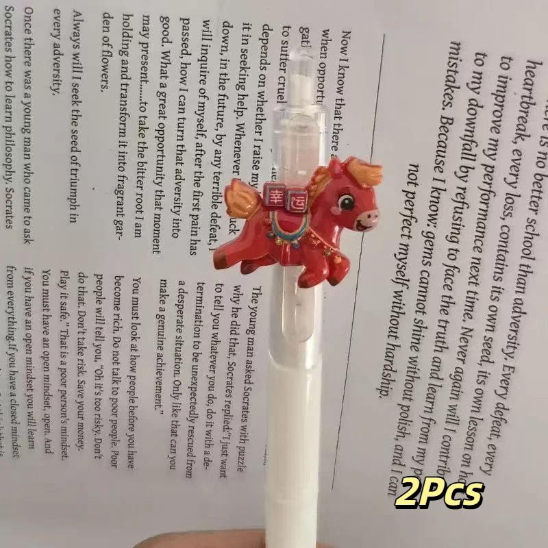 

New 2/5Pcs Creative Pony Pens Cute Cartoon 0.5mm Neutral Pens Students Stationery School Supplies Year Of The Horse Kids Gifts