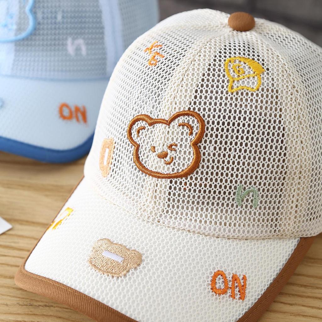 Cartoon Bär Baby Baseballkappe Niedliche Tier Kleinkind Mütze für Kinder Junge Mädchen Sommer Atmungsaktiv Dünnes Netz Sonnenschirm Kappen