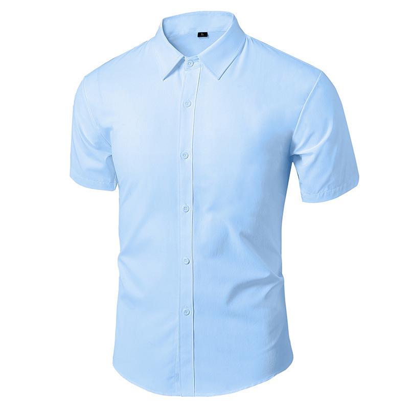 Solid Color Slim Fit Long Sleeve Formal Shirt - Versatile & Simple for Business or Casual Wear