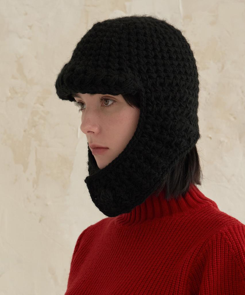 Bajal Varzar Label Crochet Knit Hat Black