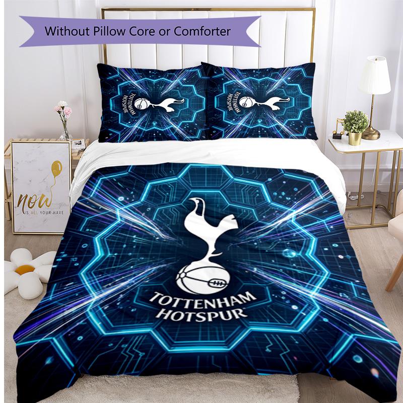 Tottenham Hotspur Muster Gedruckt 3-teiliges Bettwäsche-Set Weich Hautfreundlich Waschbar Bettbezug & Kissenbezüge Set Ganzjahres Schlafzimmer