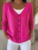 Lockerer lässiger Strick-Cardigan für Damen, einfarbiger Knopf-Pullover