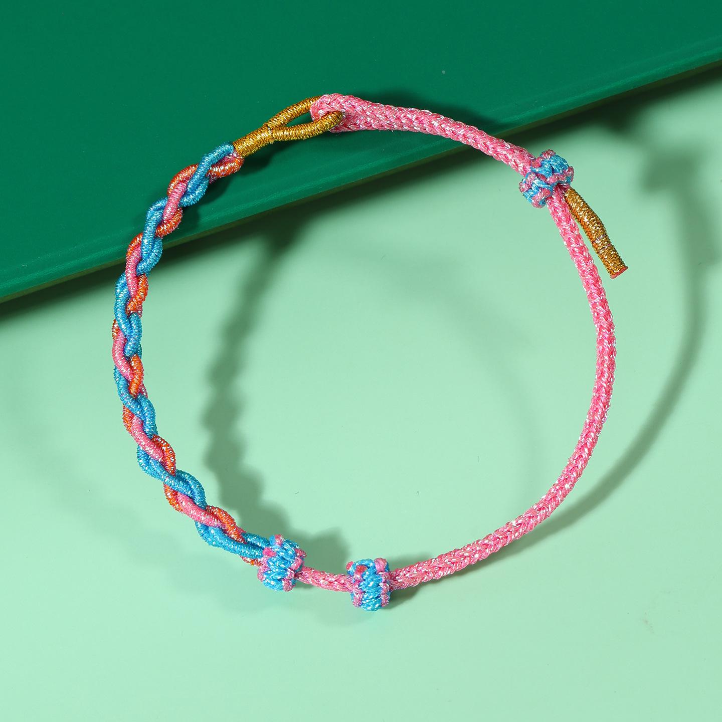 Ethnic Style Unisex Dragon Boat Festival Bracelet: Handmade Five-Color Rope with Gold Ball and Zongzi Charm