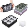 Silicone Ice Maker, Odorless, with Lid and Ice Tongs, Holds 6 Large Square Ice Pieces, 5x5x5cm Ice Cubes