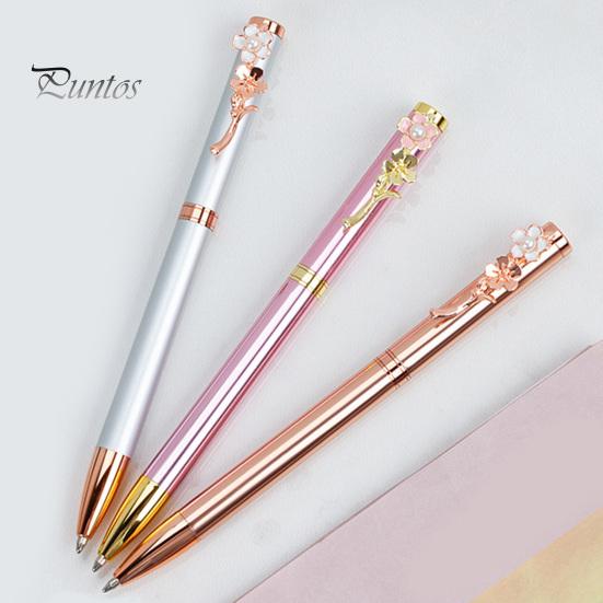 Exquisiter, einziehbarer, solider Schreibstift, bezaubernder Kunstperlen-Blumen-Clip-Kugelschreiber, Studentenbedarf