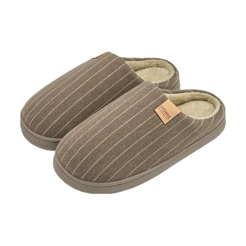 Jie Liya Men's and Women's Non-Slip Antibacterial Indoor Cotton Slippers for Autumn/Winter - Silent, Warm, Simple Design