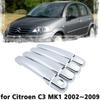 Luxury Chrome Door Handle Cover Trim Protection Cover for Citroen C3 MK1 2002~2009 Car Accessory Sticker 2003 2004 2005 2006