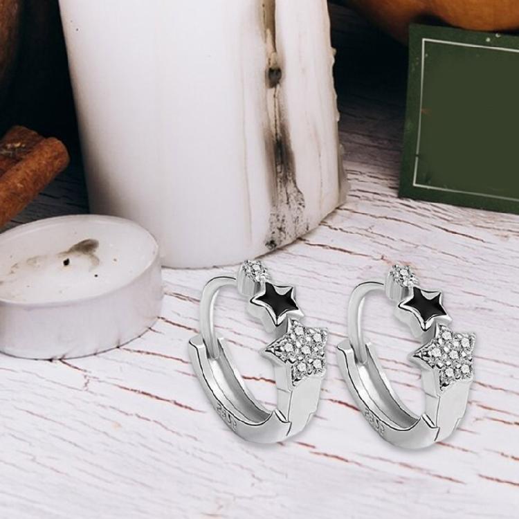 Trendy Silver Stars Earrings Embellished With Zirconia Silver Stars Earrings Ear Clips Charm for Fashion Enthusiasts