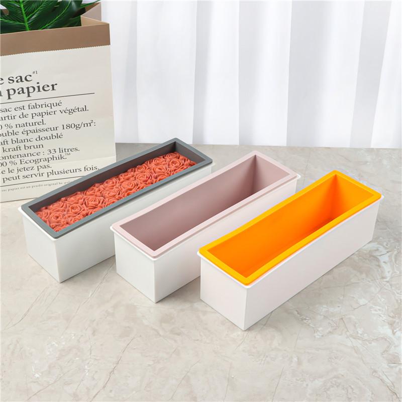 Plastic box + Silicone inner support Soap Mold 1200ml Mousse Cake Soap Mould DIY Multicolor Silicoen Loaf Cake Toast Mold