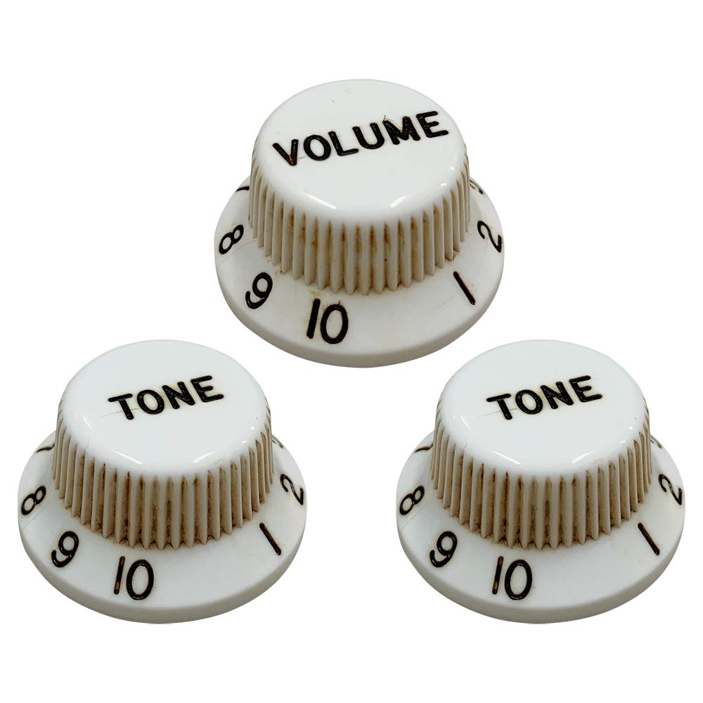 Scud Master Relic Collection ST Type Vol/Tone Knob Set, 50s Style, Vol x1/Tone x2, White/Relic Finish, MRC-STKN50W-SET