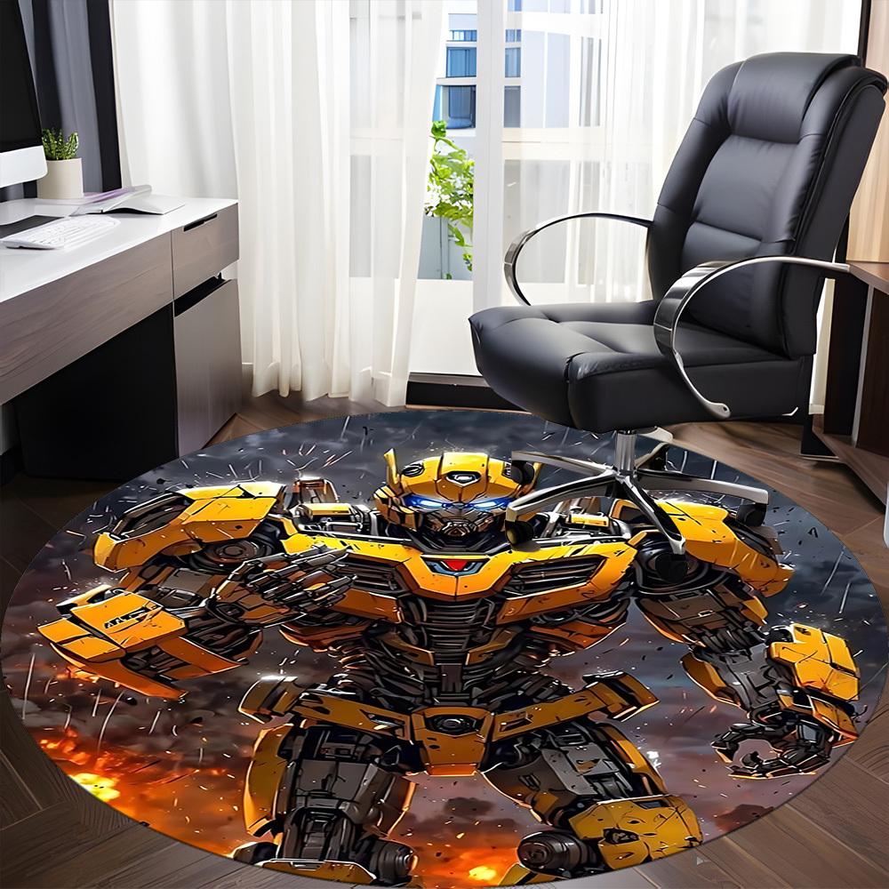 1pc Transformers Bumblebee Office Round Area Rug, Under Office Chairs Bedroom Living Room Home Decor, Room Decoa1016122
