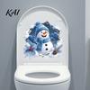 Bathroom Toilet Seat Decals Christmas Snowman Stickers, 3D Wall Decals, Creative Party Decor Waterproof PVC Window Holiday Easy Peel And Stick