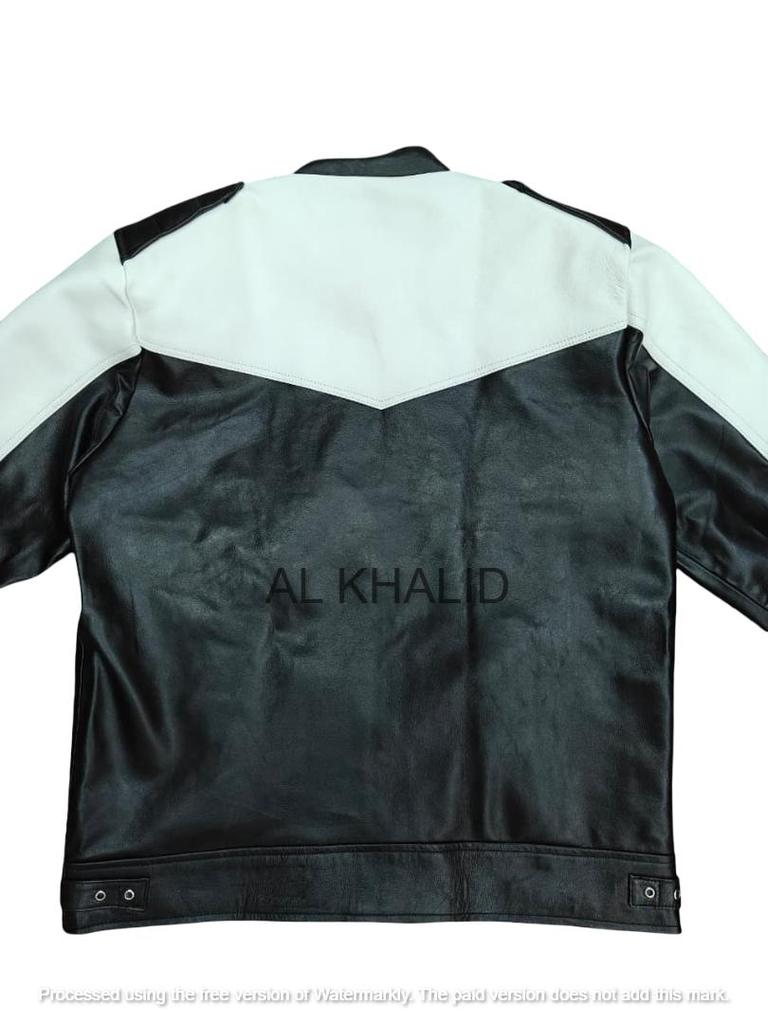 Lambskin Real Men's Jacket Black & White Genuine Leather Handmade Lambskin Soft Stylish