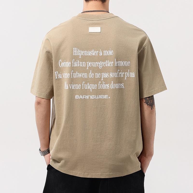 Letter Print Short Sleeve T-shirt Men and Women Summer Loose Couple Pure Cotton T-shirts